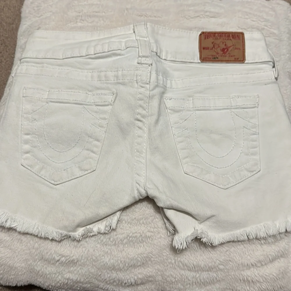 True Religion White Denim Jean Shorts